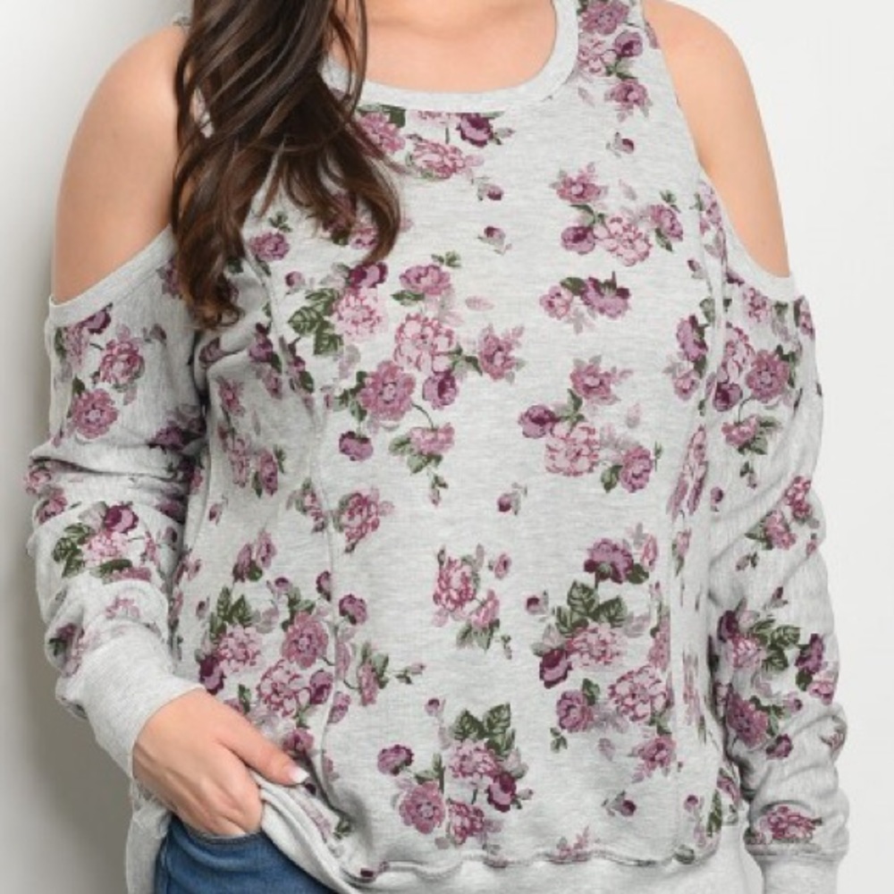 Floral Cold Shoulder Sweater - Picture 4 of 6